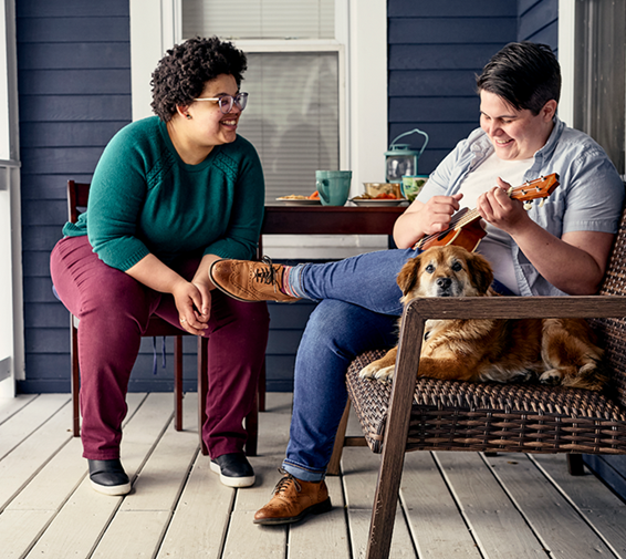 Bank customers enjoying life