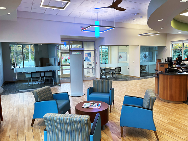 bank lobby in Auburn, Maine