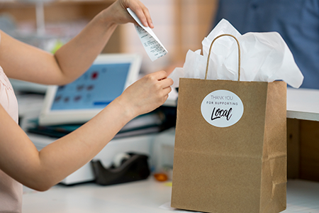 Bag that says thank you for supporting local